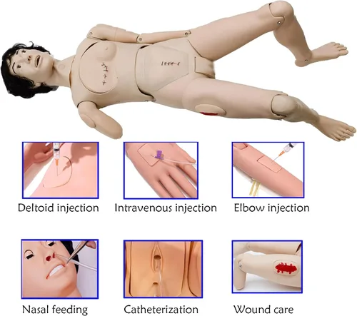 Miniatura 6 de Maniquí de enfermería de trauma, Maniquí médico para el cuidado del paciente para entrenamiento: RCP de 5.74 pies de cuerpo completo con más de 30