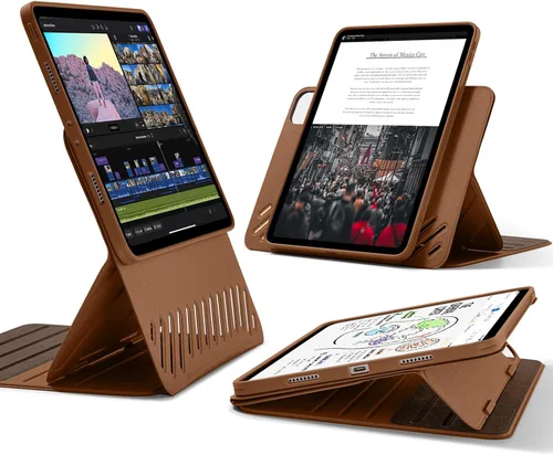 ESR Funda para iPad Pro 12.9 (6ª/5ª generación, 2022/2021), cubierta magnética extraíble, soporte ajustable para vertical/paisaje con vista de Marrón