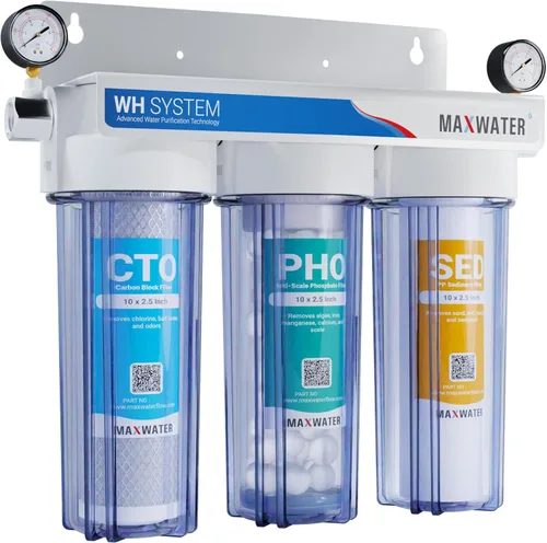 Max Water Sistema de filtración de agua estándar de 3 etapas (bueno para proteger el hogar de incrustaciones y corrosión) de 10 pulgadas para toda