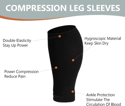 Miniatura 4 de Mangas de compresión para piernas de talla grande para mujeres y hombres, 15-20mmHg pantorrilla ancha hasta la rodilla mangas de pierna alta