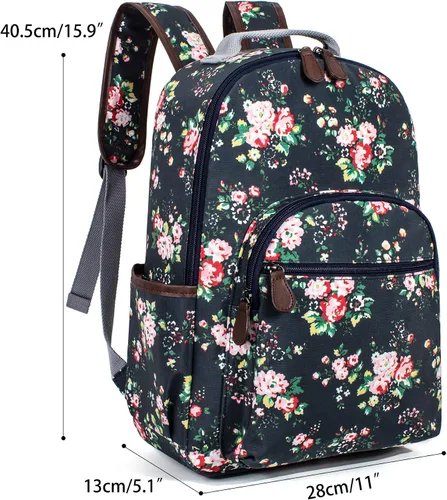 Miniatura 63 de Leaper Mochila para laptop para mujer: linda mochila floral para escuela, universidad, viajes, trabajo, mochila ligera para niños, Negro margarita