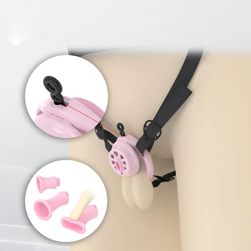 Miniatura 7 de Love Chastity Lock - Jaula para pene negativa, dispositivo ligero de castidad masculina con 6 anillos para el pene y catéter y bloqueo invisible