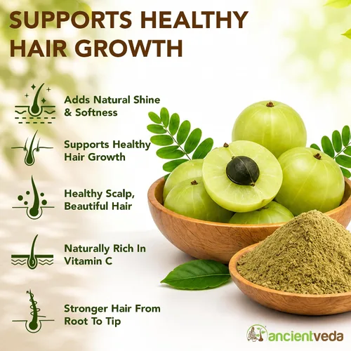 Miniatura 4 de Ancientveda Tratamiento orgánico natural para el crecimiento del cabello Antioxidantes Polvo limpiador Reduce las arrugas Amla, sin OMG