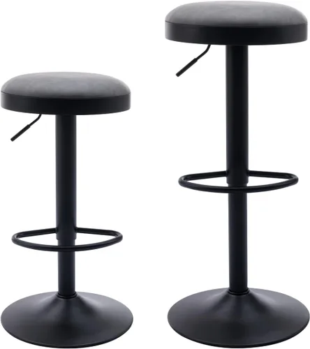 Miniatura 15 de Shunzhi Juego de 2 taburetes de bar redondos giratorios de altura de mostrador, modernos taburetes de bar ajustables, sillas de bar de pana sin