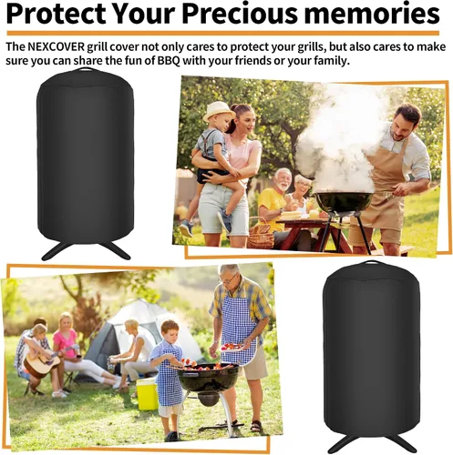 Miniatura 7 de NEXCOVER Funda redonda para parrilla 19.5” de diámetro por 32” de alto, cubierta para barbacoa, cubierta para ahumador, cubierta para barbacoa