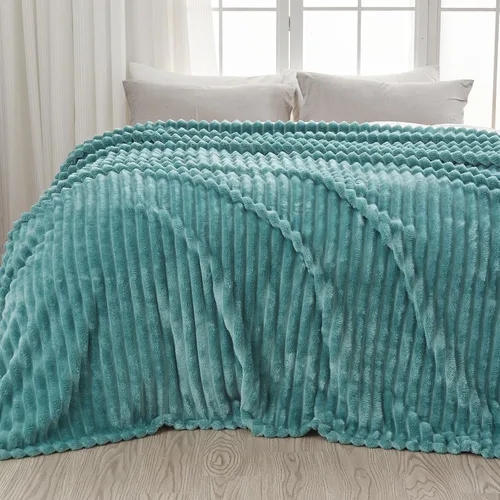 Miniatura 65 de NEWCOSPLAY Manta de Tiro Súper Suave Aqua Franela Sedosa Premium Forro Polar Jacquard Acanalado 3D Ligero Manta de Cama Uso en Todas las Estaciones