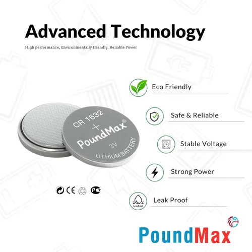 Miniatura 3 de PoundMax CR 1632 Baterías 3v Batería de botón de litio Paquete combinado - 5