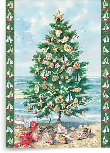 Miniatura 29 de Red Farm Studios Designer Greetings - Tarjetas de Navidad en caja, diseño de hombre de arena de playa con gaviotas