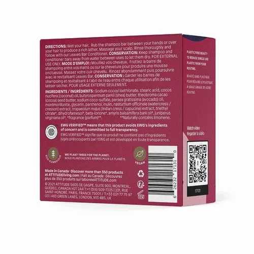 Miniatura 6 de ATTITUDE Barra de champú nutritiva, origen natural, para cabello suave y de aspecto saludable, aceite de aguacate, ingredientes verificados