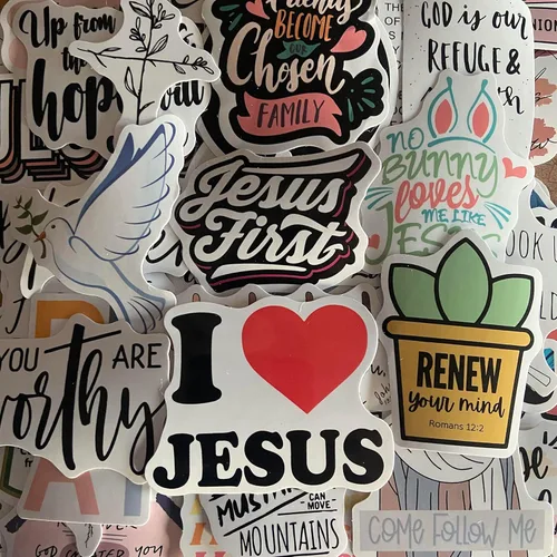 Miniatura 4 de Calcomanías cristianas, paquete de 100 unidades, calcomanías inspiradoras de fe con versículos de la Biblia, vinilo impermeable para botellas