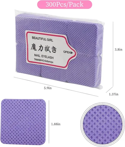 Miniatura 2 de 600 toallitas de uñas sin pelusas, almohadillas de tela no tejida para preparación de uñas secas, toallitas quitaesmalte de uñas, extensiones