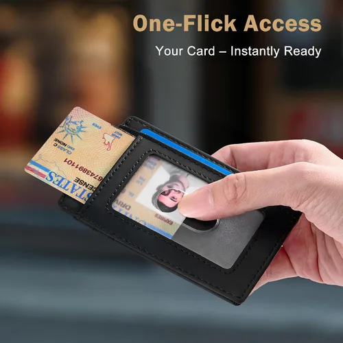 Miniatura 8 de Travelambo Billetera delgada con bolsillo delantero y clip para el dinero con bloqueo de identificación por radiofrecuencia, talla única