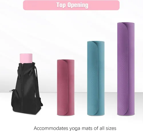 Miniatura 4 de WOMACO Bolsa para esterilla de yoga, portador de bloques de yogamat ajustable con correas de mochila y bolsillos laterales, mochila de yoga