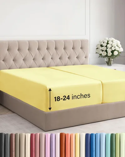Miniatura 134 de Sábana bajera ajustable extra profunda tamaño completo – Sábana bajera individual de lujo para hotel únicamente – Se adapta fácilmente a colchones