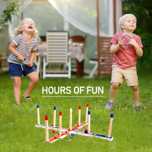 Miniatura 8 de Juegos de juguetes para interiores y exteriores, juego de lanzamiento de anillos de madera grandes mejorados para niños, juegos de césped al aire