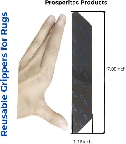 Miniatura 8 de Paquete de 8 agarradores para alfombras para suelos de madera dura y azulejos: cinta reutilizable de doble cara para alfombra. Cinta antideslizante