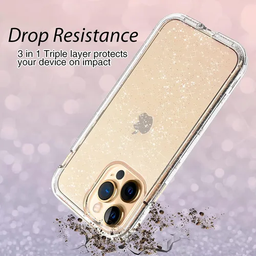 Miniatura 4 de Funda protectora completa con purpurina cristalina para iPhone 13 Pro Max híbrida 3 en 1, resistente a prueba de golpes, para mujeres y niñas