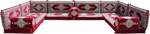Miniatura 67 de arabicsofa Cojines de piso árabe en forma de U – Sofá tradicional Majlis con sofá otomano