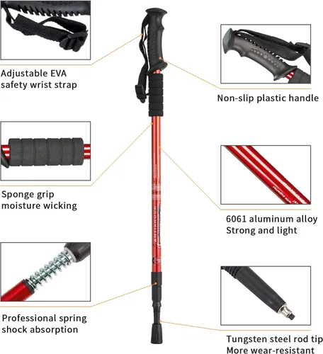 Miniatura 2 de Aihoye Bastones de trekking con absorción de golpes, ajustables, para senderismo o senderismo, plegable, fuerte, paquete de 2 piezas, bastón ligero
