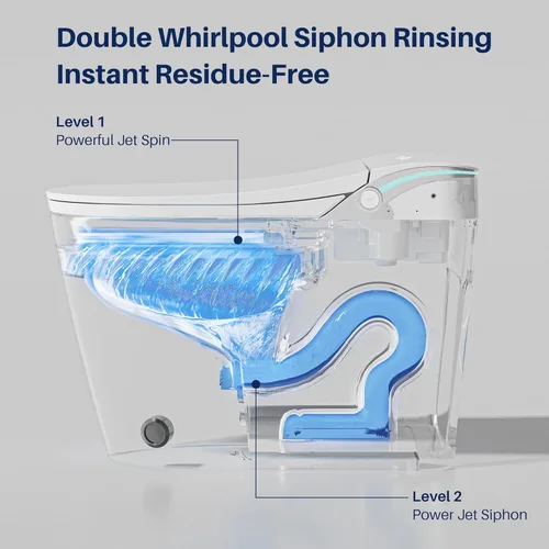 Miniatura 6 de Inodoro inteligente WinZo, inodoro sin tanque Dynamic Clean con secador, inodoro de una pieza de altura de comodidad ADA con bidé de agua caliente