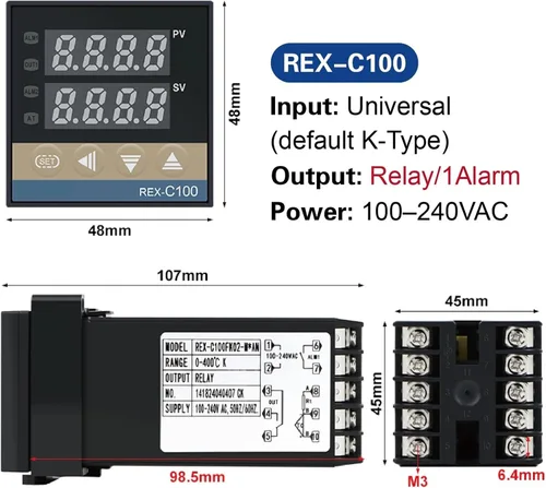Miniatura 2 de REX-C100 Digital Temperature Controller, PID Control, Solid State Relay Output, High Precision Thermostat(C100 Man)