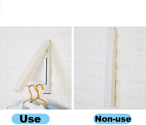 Miniatura 3 de Perchero plegable para colgar ropa, para colgar en la pared, colgador retráctil para ropa, fácil de instalar, fuerte carga y soporte de carga Blanco
