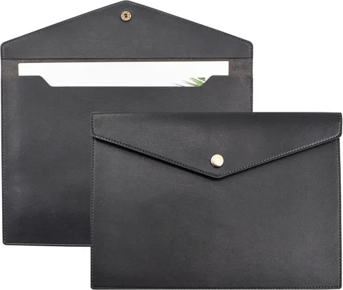 Miniatura 10 de VANRA Carpetas de archivo de piel sintética A4, soporte para documentos, sobre impermeable, organizador de archivos para tamaño carta con cierre