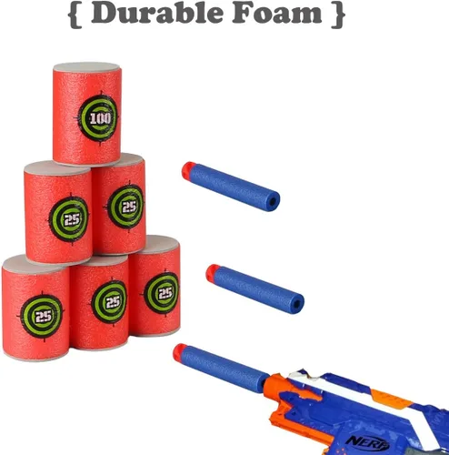 Miniatura 5 de Dreampark Objetivo de dardos de bala para Nerf N-Strike Elite Series Blasters 24 piezas de material EVA suave (rojo)