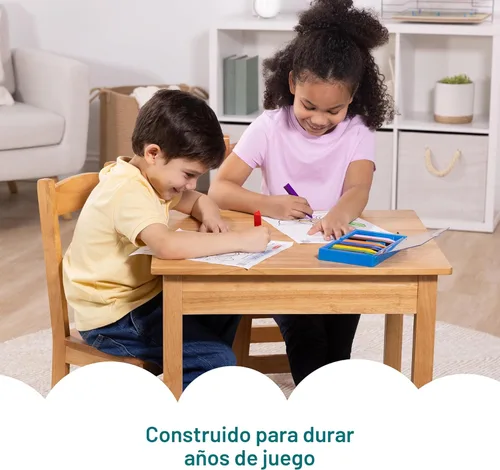 Miniatura 6 de Mesa y sillas de madera Melissa & Doug, talla única , Natural Rubio