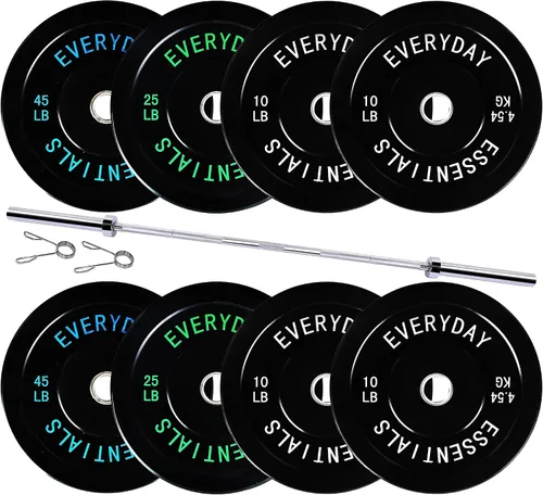 Miniatura 11 de Fitvids Placas de Tope Olímpicas de 2 Pulgadas, Placas de Peso Perfectas para Levantamiento de Pesas y Entrenamiento de Fuerza, Múltiples Pesos