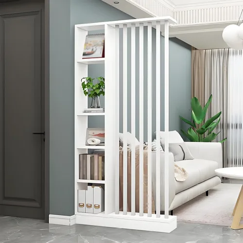 Miniatura 30 de Divisor de pared de habitación con estantes, pantalla de división de entrada de piso a techo, divisor de habitación independiente con estante