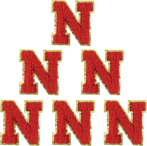 Miniatura 15 de 6 piezas de parches de letras de chenilla autoadhesivas, parches de letras preppy de 2 pulgadas para bolsos, ropa y sombreros, grandes pegatinas