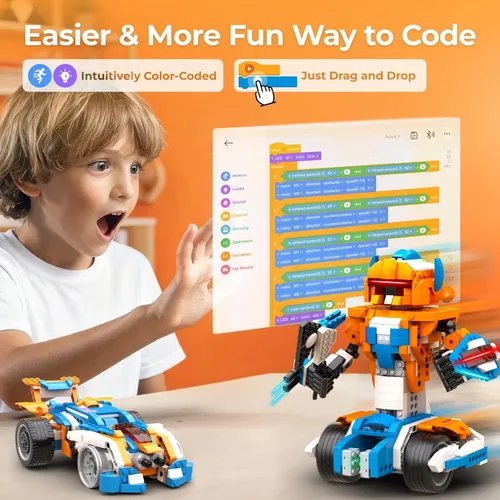 Miniatura 2 de Apitor Kit de Construcción de Robot X, 12 en 1 Programable con Aplicación, Control Remoto APP, Vehículo RC, Conjunto de Codificación de Robótica