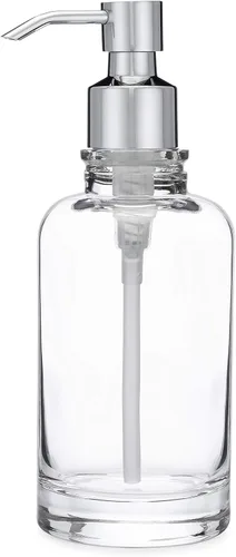Miniatura 6 de Rail19 Sonoma Dispensador de jabón de vidrio transparente, jabón líquido de manos y loción para encimera de cocina y baño, 10 onzas (latón antiguo)