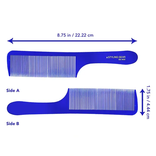 Miniatura 2 de Styling Gear 400 peines de peluquero – Peine para cortar, estilo flexible, mezcla de desvanecimientos – Peines planos para hombre, 2 piezas (azul)