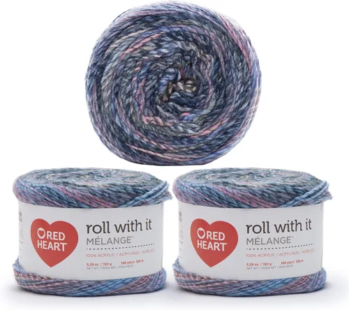 Miniatura 38 de Red Heart Roll with It Sparkle - Hilo de amatista – Paquete de 3 unidades de 5.29 oz/5.3 onzas, mezcla acrílica, 4 medianos (peinado), 561 yardas