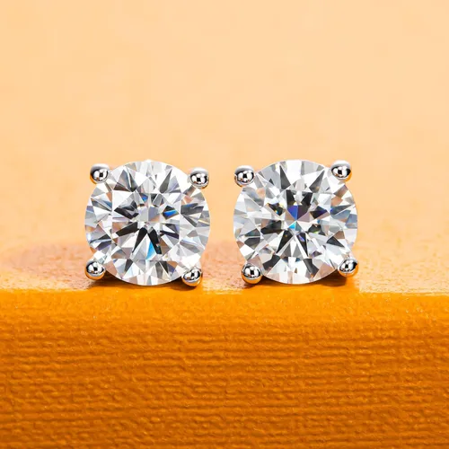 Miniatura 2 de Moissanite Stud Earrings 0.20.61246cttw D Color VVS1 Clarity Round Brilliant Cut Moissanite Diamond 925 Sterling Silver Post Earrings for Women Men