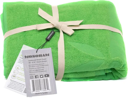 Mosobam Toalla de playa suave de 35 x 70 pulgadas, color verde clásico, cabaña de lujo, toallas de hotel de 450 GSM, secado rápido, extra grande,