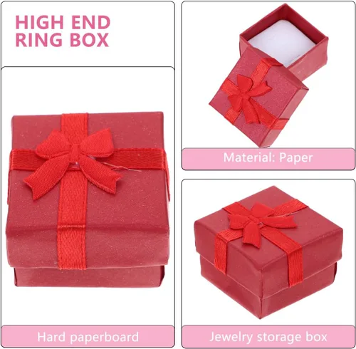 Miniatura 5 de Hemoton 24 cajas pequeñas de joyería rojas para anillos y aretes, cajas compactas para boda, compromiso, cumpleaños, aniversario, presentación