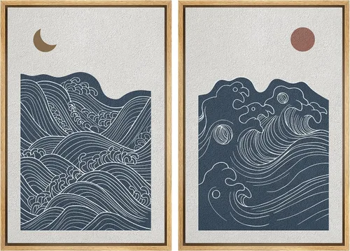 Miniatura 47 de IDEA4WALL - Set de lienzos enmarcados para pared, diseño tropical, selva, hoja de plátano, guepardo rosa, gato, naturaleza, desierto, arte digital