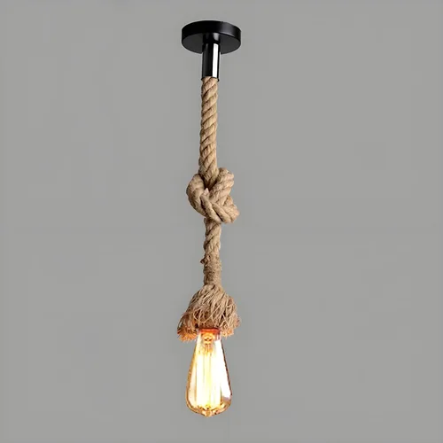 Miniatura 3 de Lámpara colgante de cuerda de cáñamo vintage de 1 cabeza de 4.9 ft, base E26/E27, lámpara de techo vintage, estilo retro para comedor, restaurante