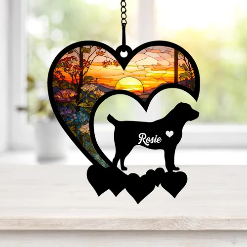 Miniatura 18 de NAZENTI Atrapasoles personalizado de sabueso afgano, adorno conmemorativo personalizado para la pérdida de mascotas, regalo de condolencia
