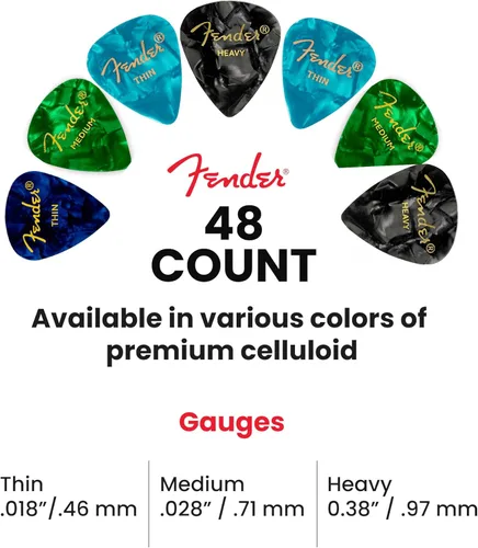 Miniatura 6 de Fender Premium 48 Pack Muestreador de púas - Incluye calibres delgados, medianos y pesados (Exclusivo de Austin Bazaar)