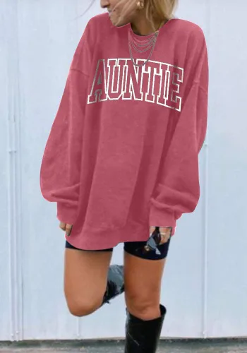 Miniatura 5 de LOTUCY Sudadera de manga larga con cuello redondo para mujer con estampado de letras de tía