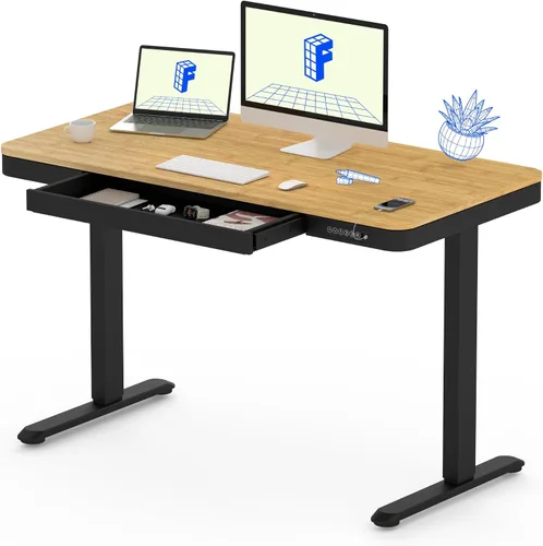 Miniatura 11 de FLEXISPOT Comhar - Escritorio de pie eléctrico de cristal puro con cajones, escritorio y puertos de carga USB, escritorio ergonómico de altura