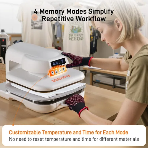 Miniatura 6 de Máquina de prensa de calor para camisetas, máquina automática de prensa de camisas de 15 x 15 pulgadas con 4 modos de memoria, apagado automático