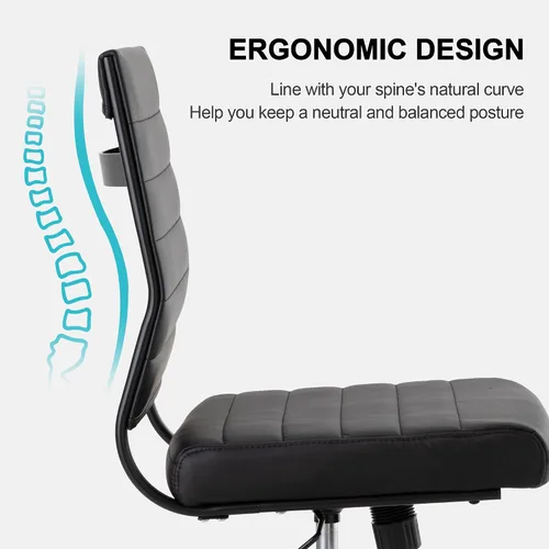 Miniatura 5 de Okeysen Silla de escritorio de oficina sin brazos, ergonómicas giratorias negras sin brazos para sala de conferencias, altura ajustable, silla