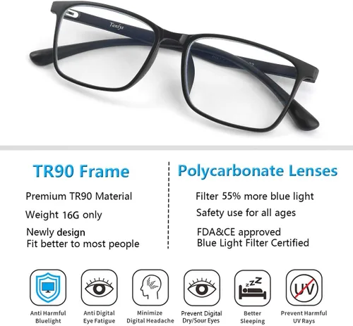 Miniatura 8 de Paquete de 2 lentes de bloqueo de luz azul para fatiga ocular en computadora