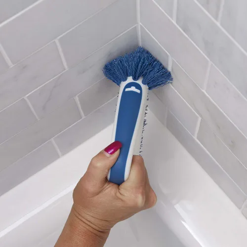 Miniatura 3 de Unger - Cepillo de limpieza de juntas y esquinas 2 en 1, suministros de limpieza para grietas en baños para duchas, guías de puertas, azulejos