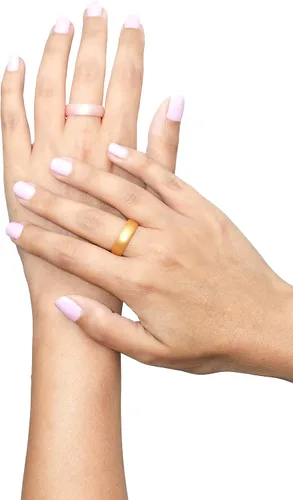 Miniatura 2 de ROQ Anillo de boda de silicona para mujer, delgado, asequible de 6mm de goma metálica de silicona, ajuste cómodo, individual y 4 paquetes oro rosa
